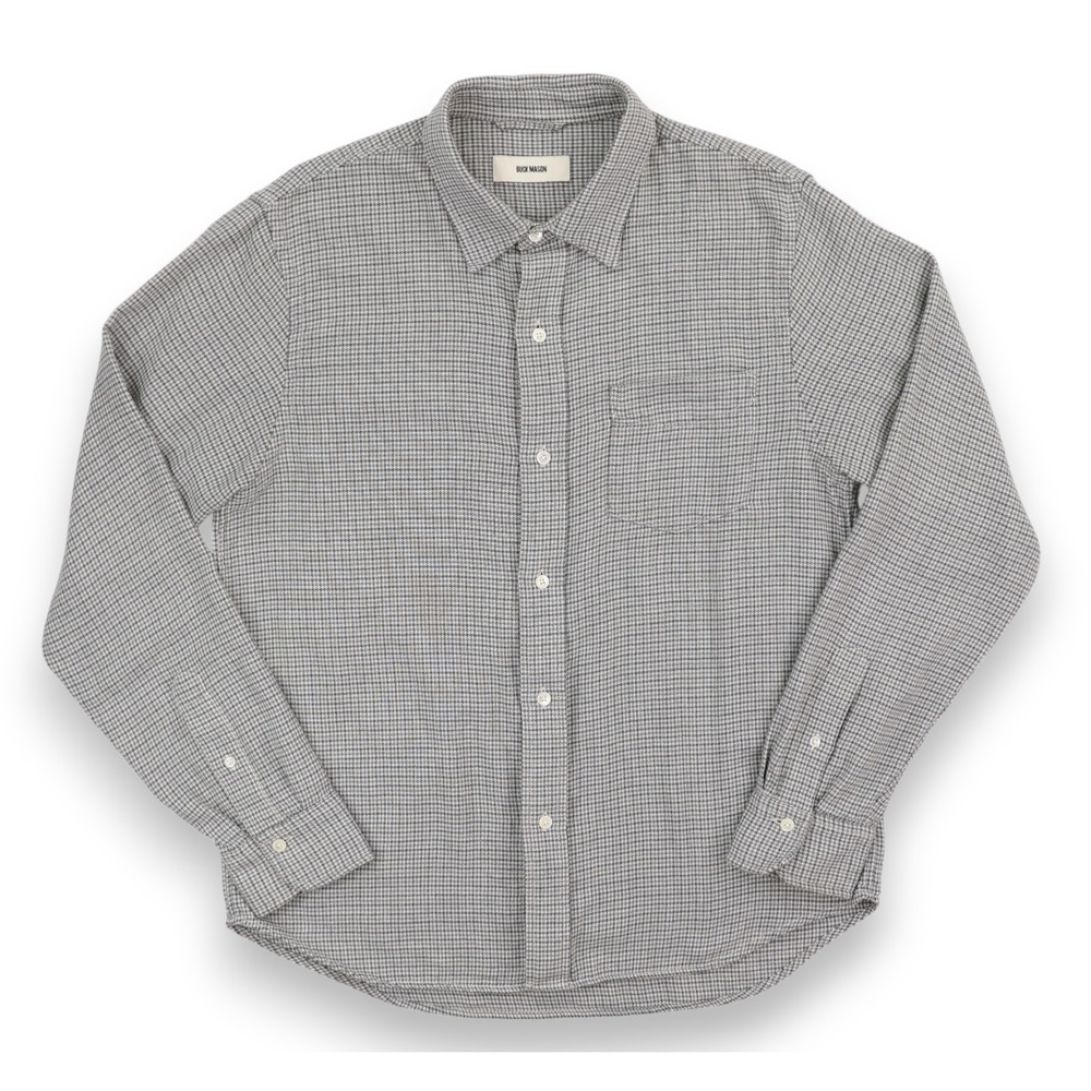 Buck Mason Shirt Mens Large Gray Houndstooth Flannel Button Up Long Sleeve